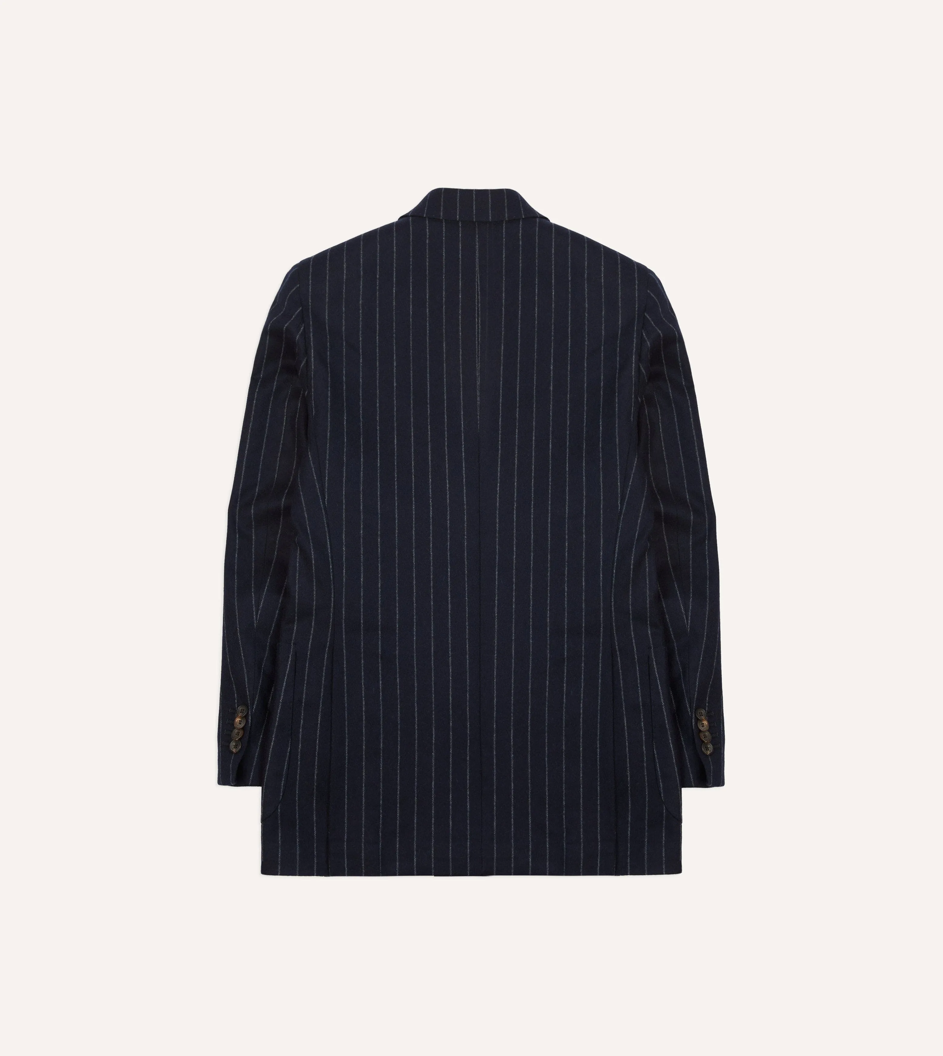 Navy Chalkstripe Wool Double-Breasted Tailored Jacket