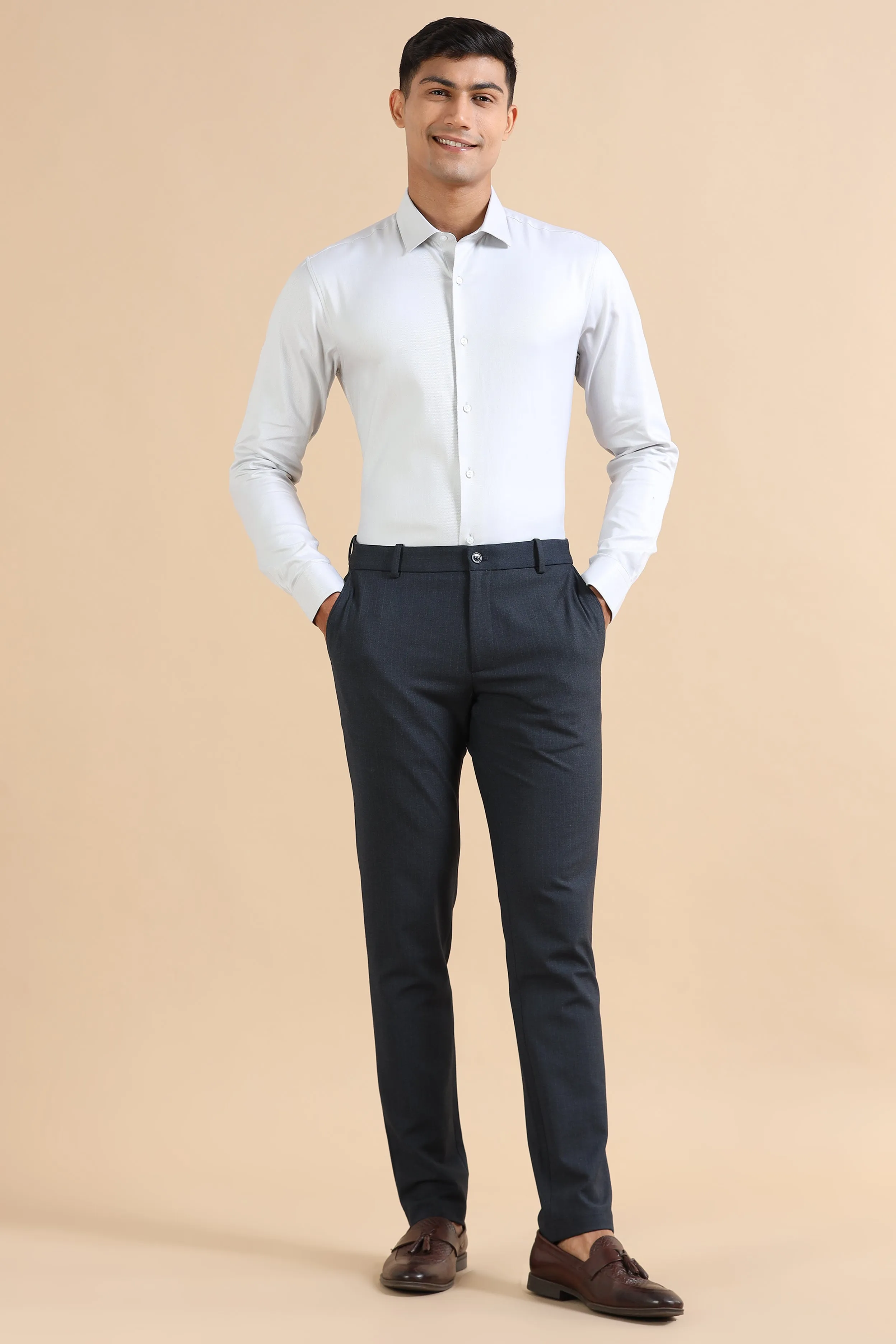 Navy Stripe Formal Trousers