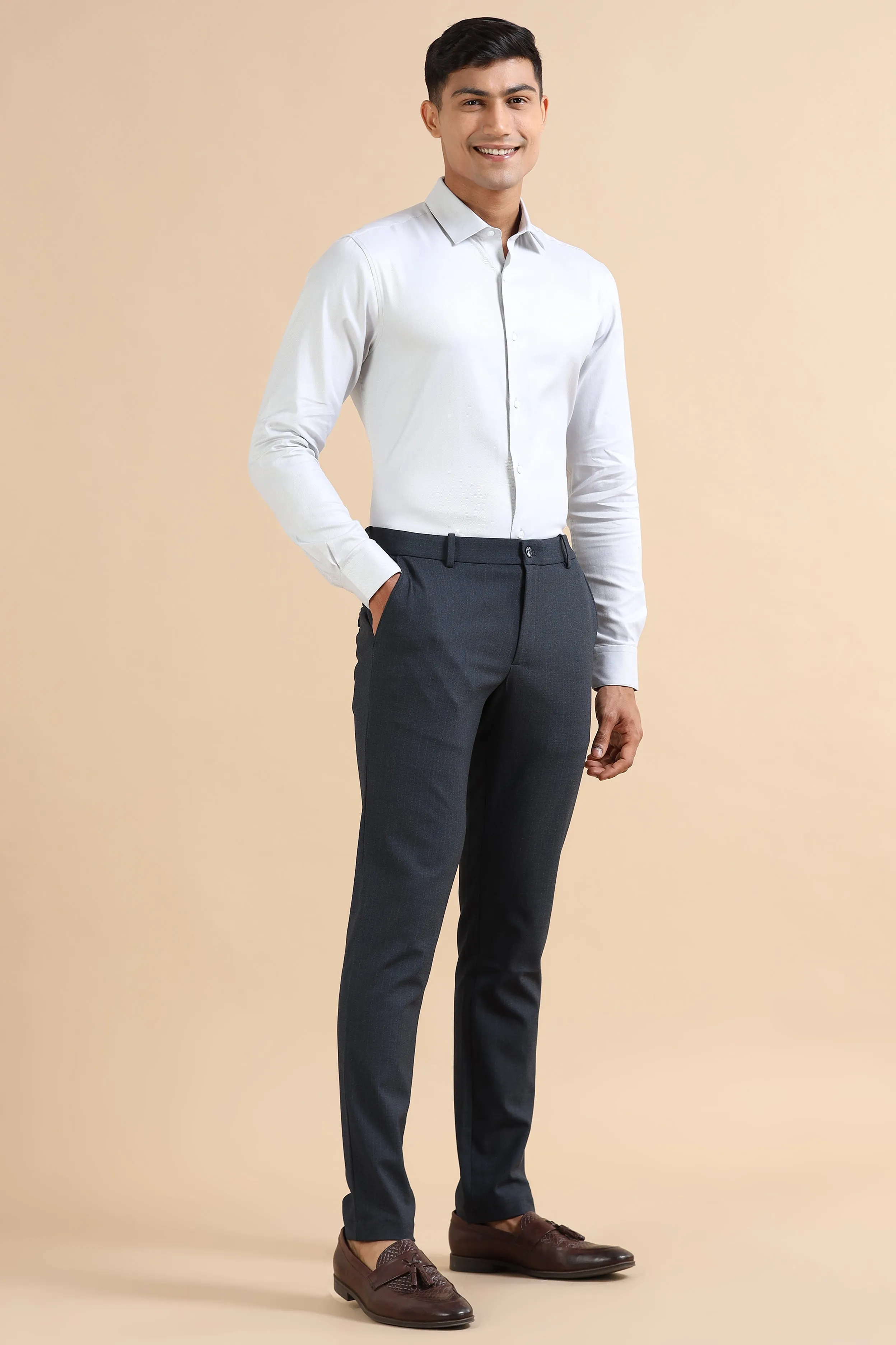 Navy Stripe Formal Trousers