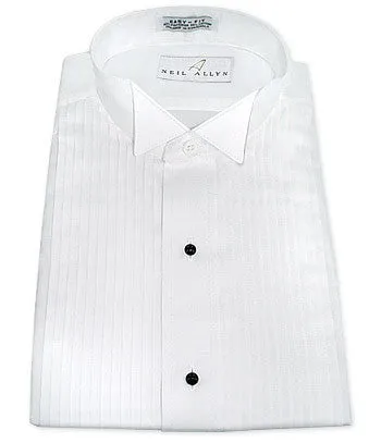 Neil Allyn White Pleated Wing Collar Tuxedo Shirt