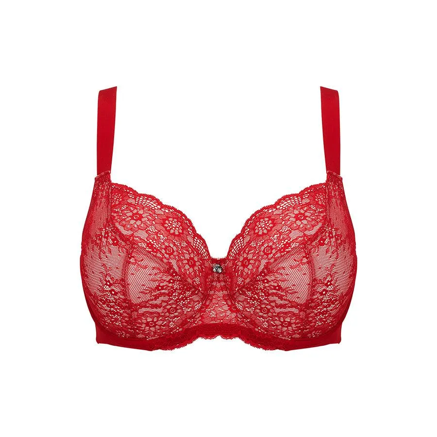 Peony Lace Premium Support Bra - Savvy Red