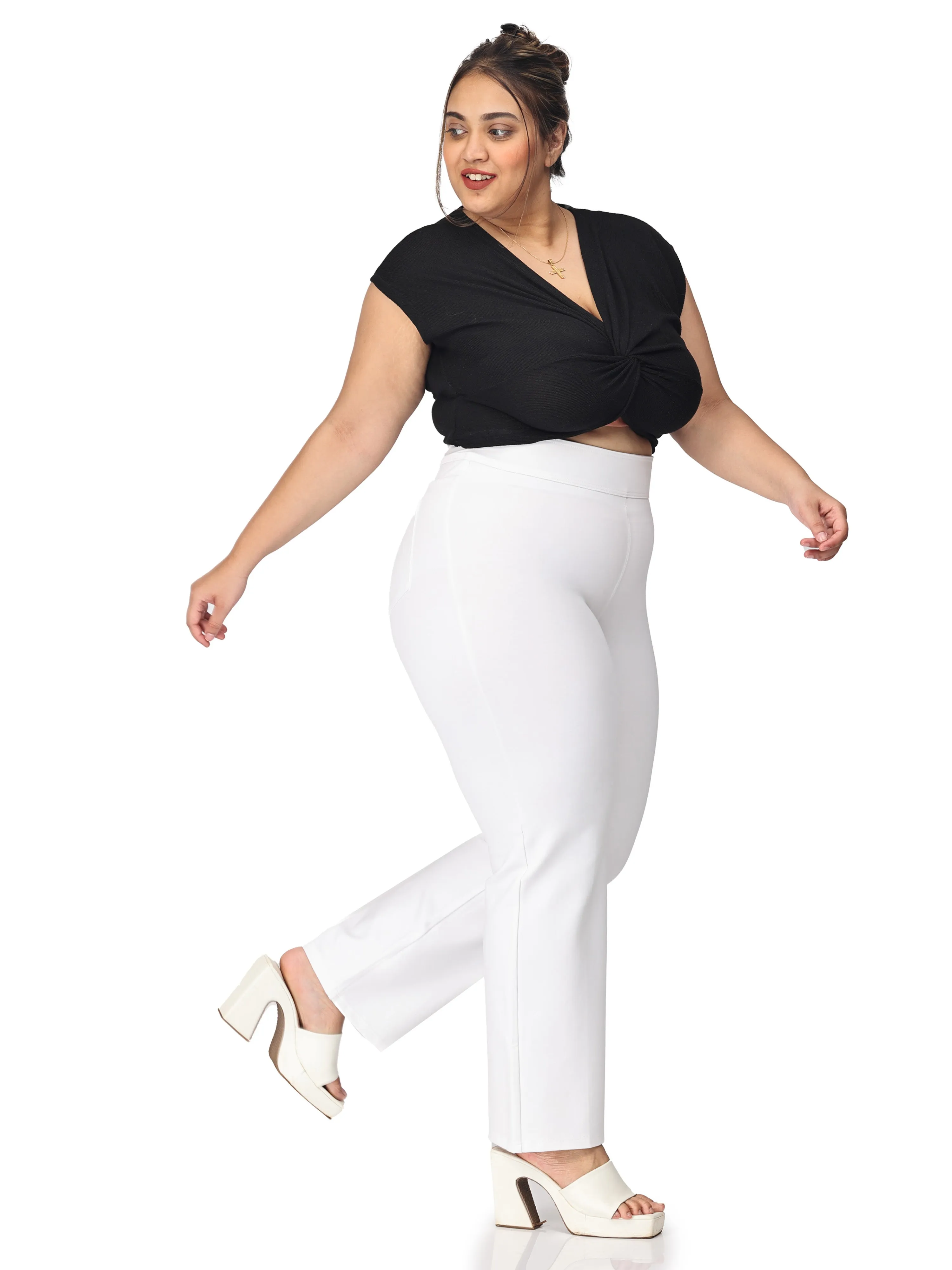 Plus size tummy tucker for women formal trouser