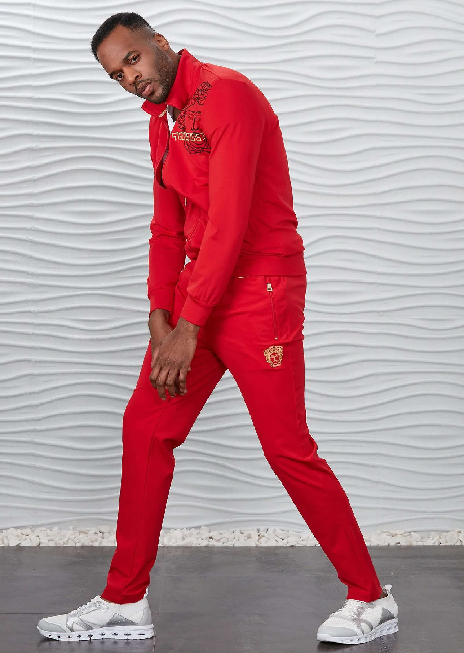 Red Gold Embroidery 2-pieces Tracksuit