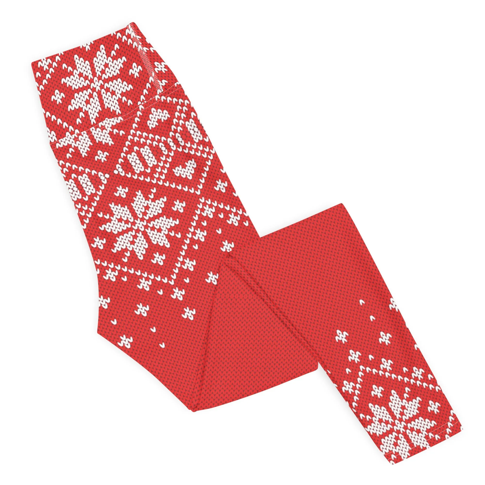 Red Knitted Print Christmas Yoga Leggings