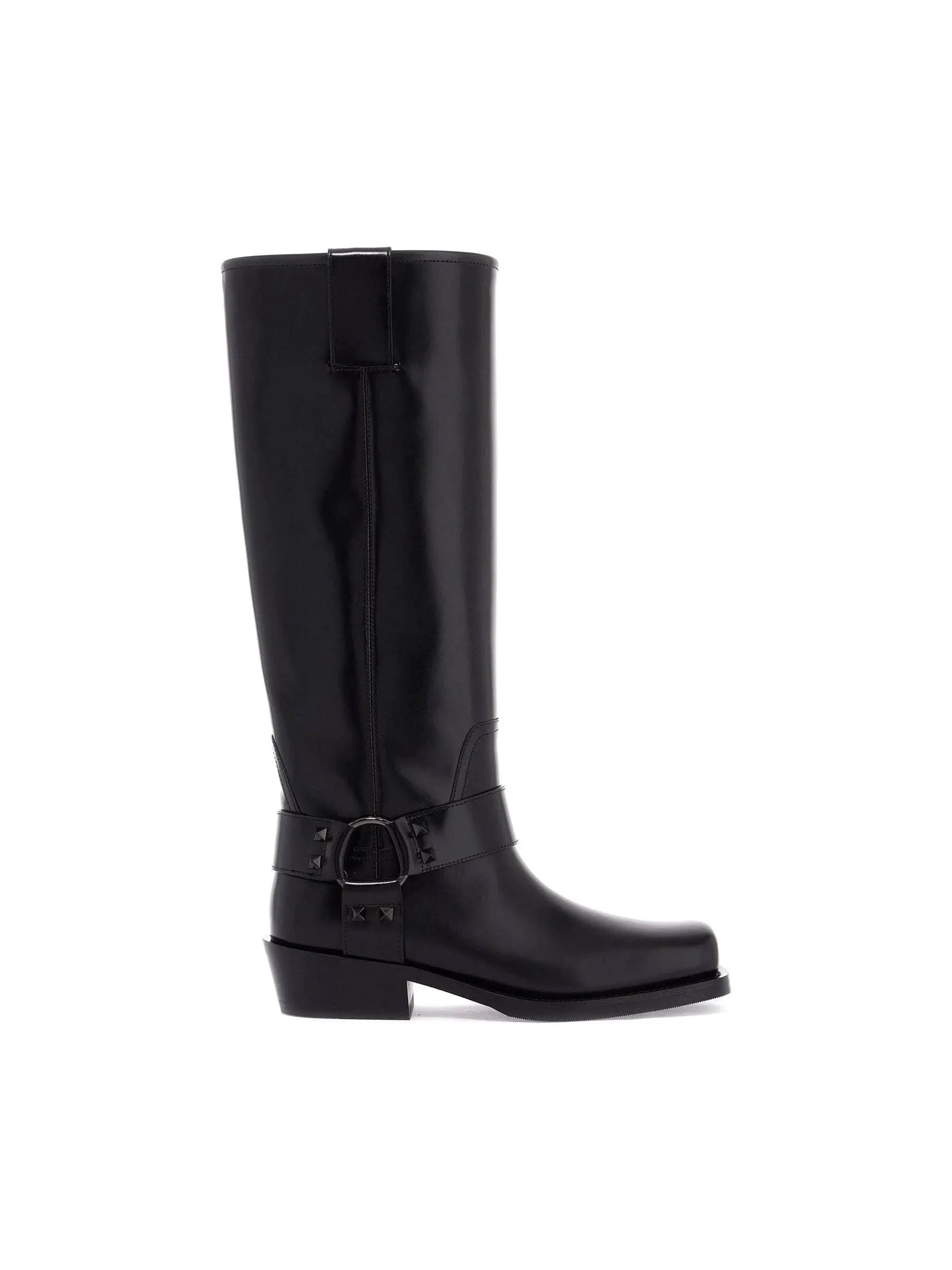 Rockstud Leather Biker Boots