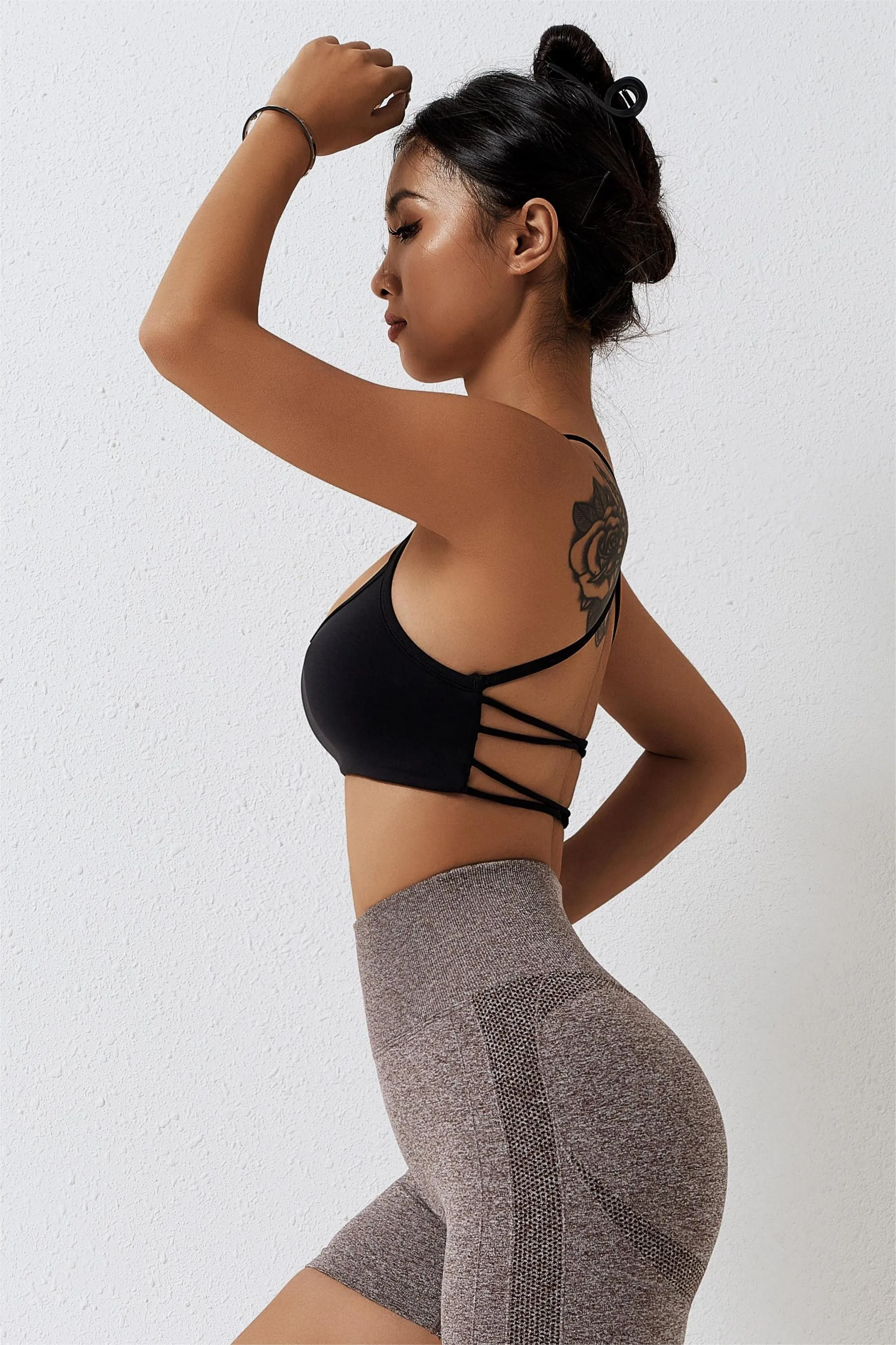 Scoop Neck Lace-Up Straps Sports Bra