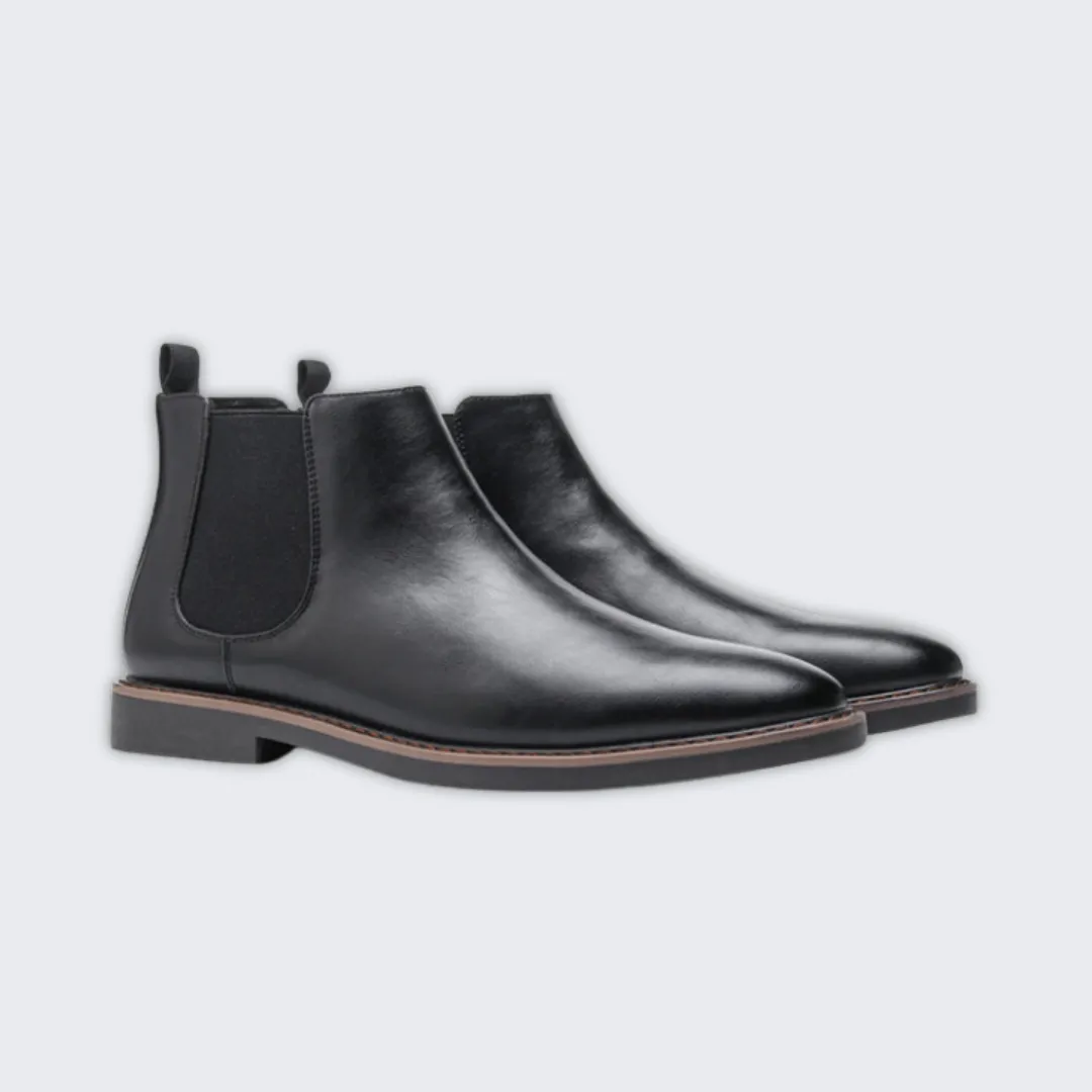 Stylish Men's Leather Chelsea Boots - Slip-On Comfort