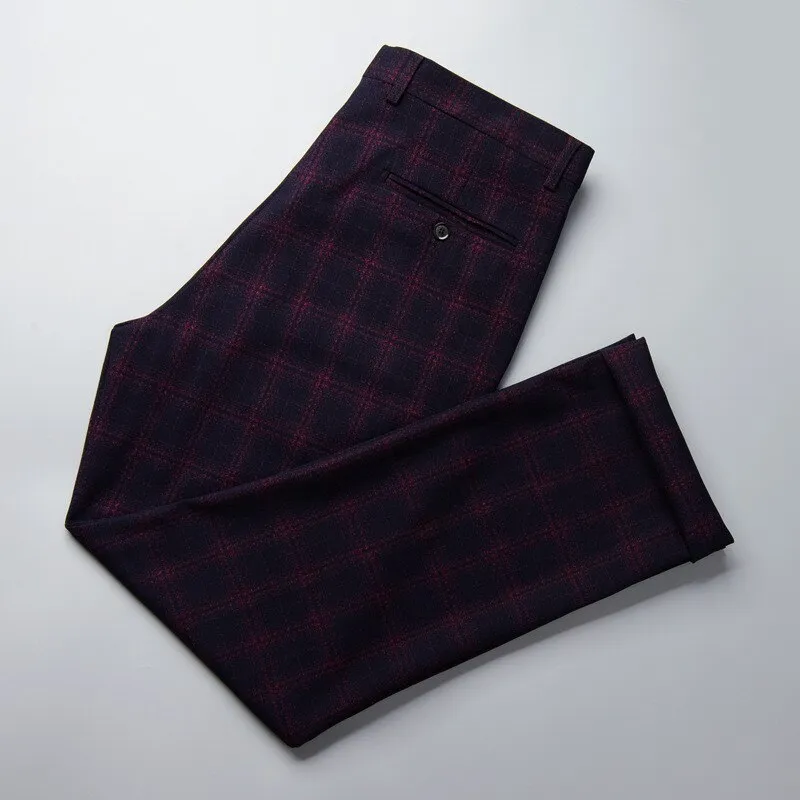 Stylish Plaid Suit Pants