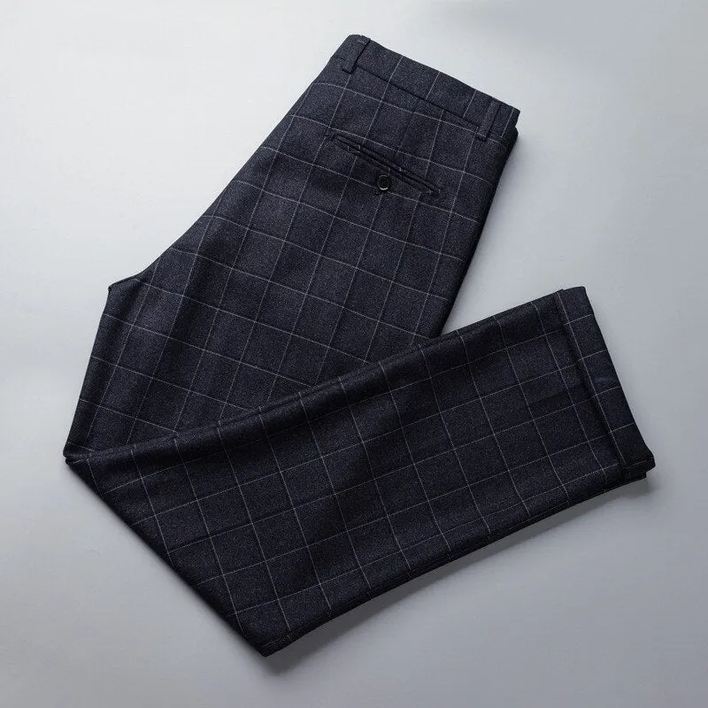 Stylish Plaid Suit Pants