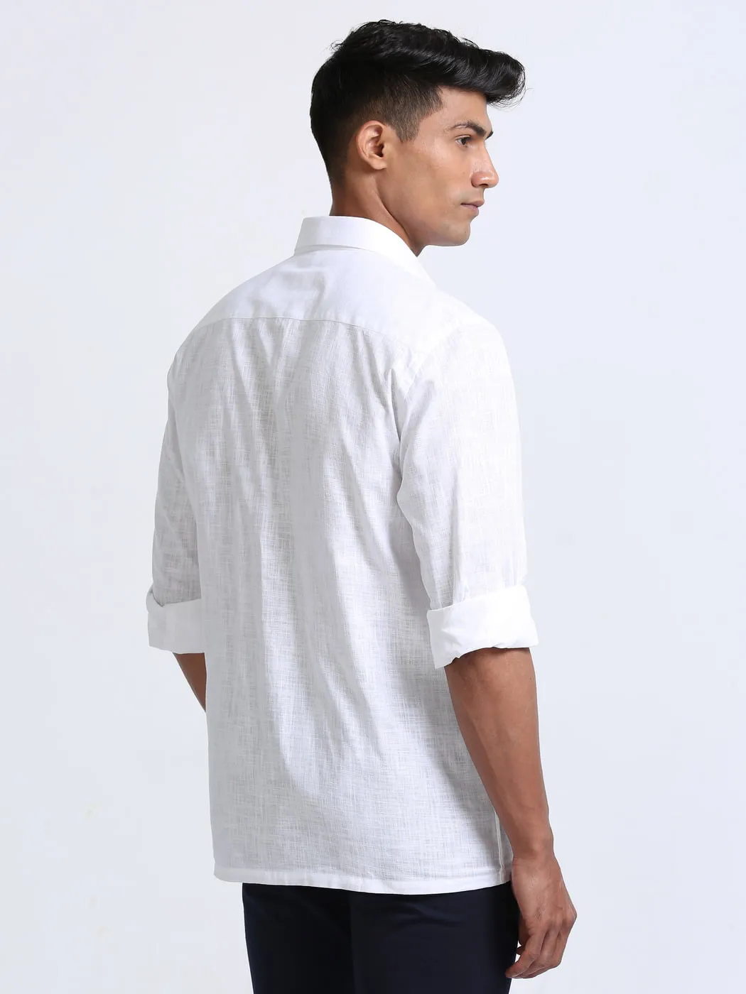 Time Cotton Finish White Shirt Full Sleeve