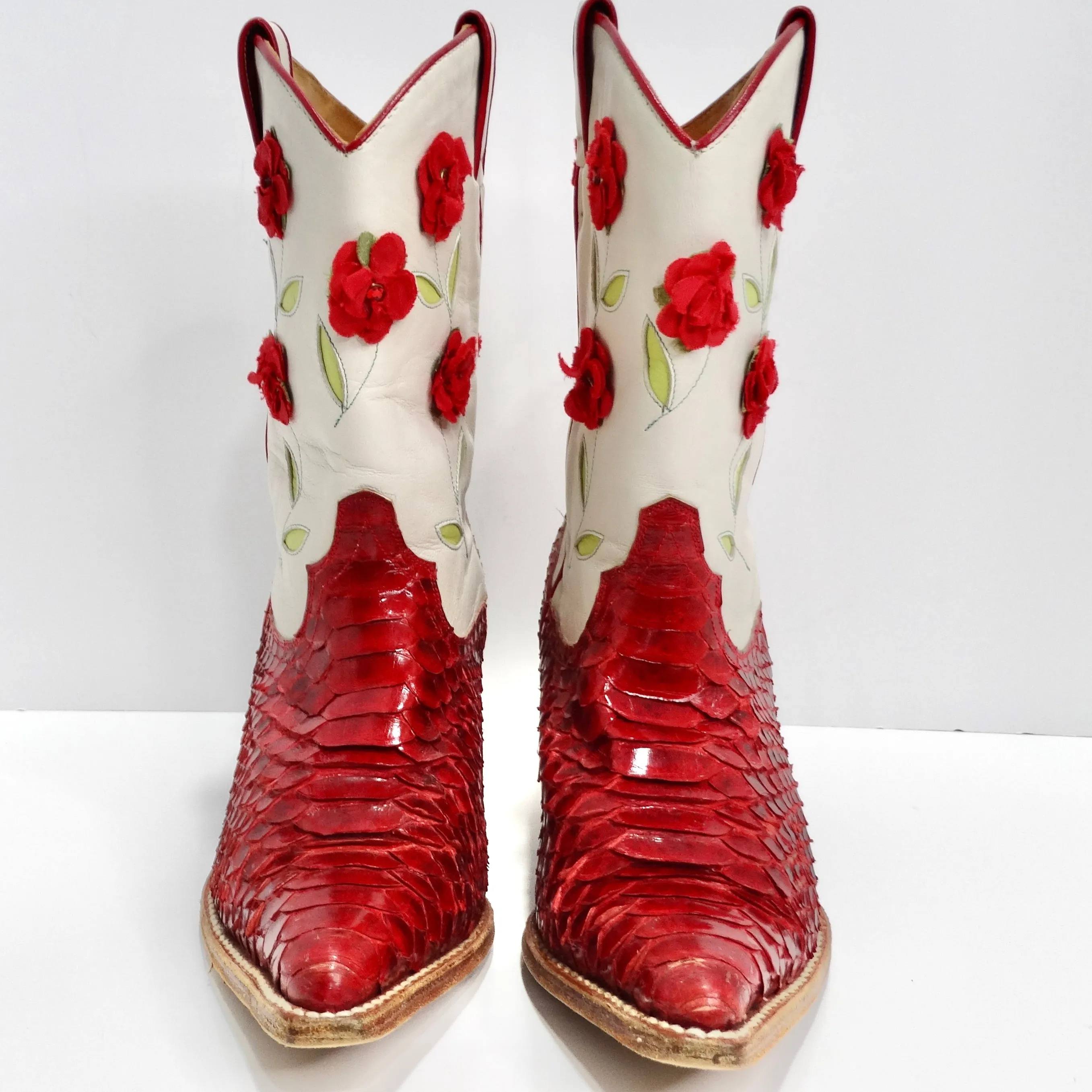 Tony Mora Red Python Floral Cowboy Boots