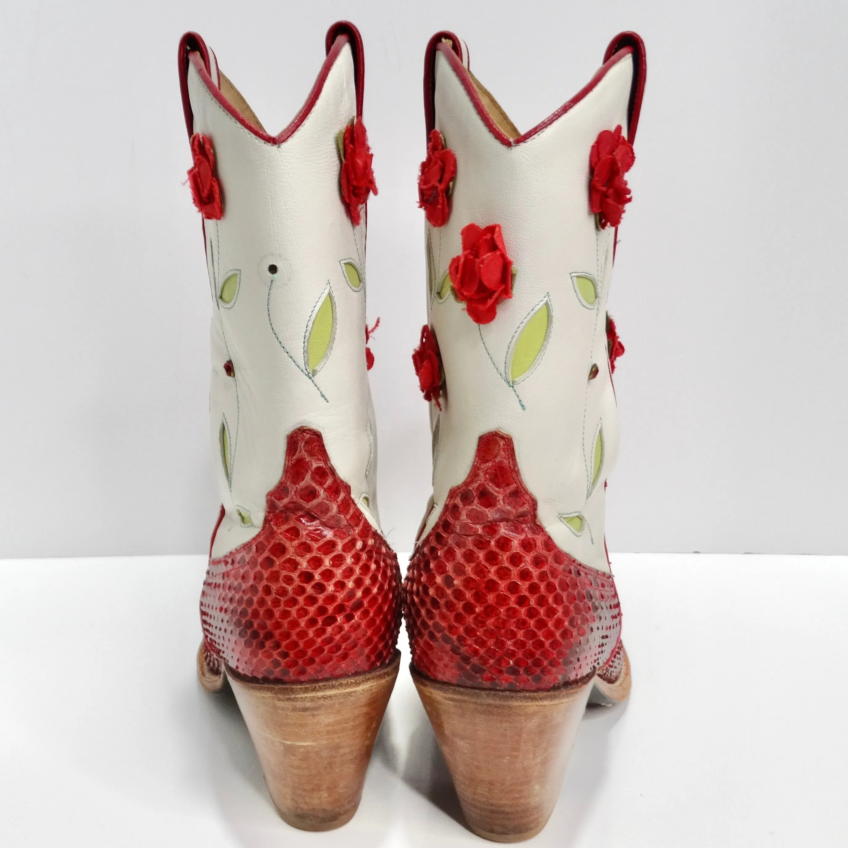 Tony Mora Red Python Floral Cowboy Boots