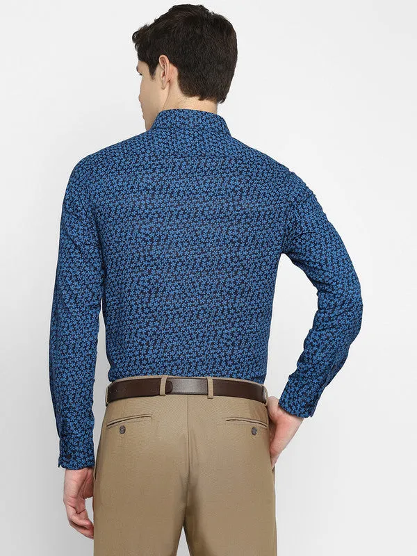 Turtle Cotton Blue Slim Fit Printed Shirts