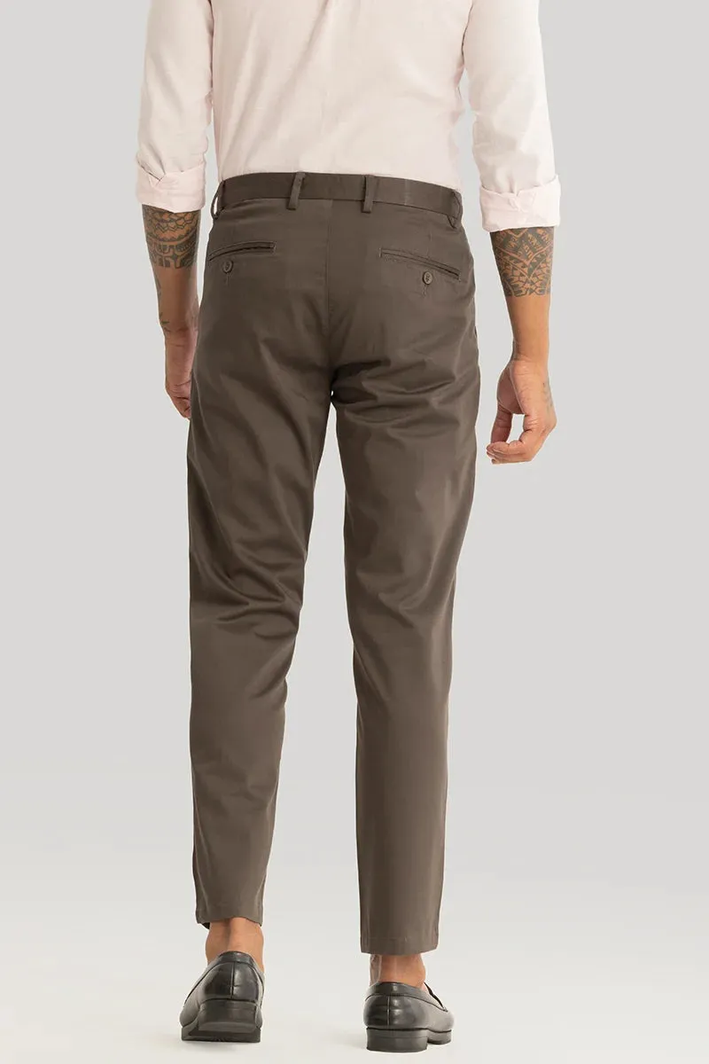 Urban Stride Brown Plain Slim Fit Chinos