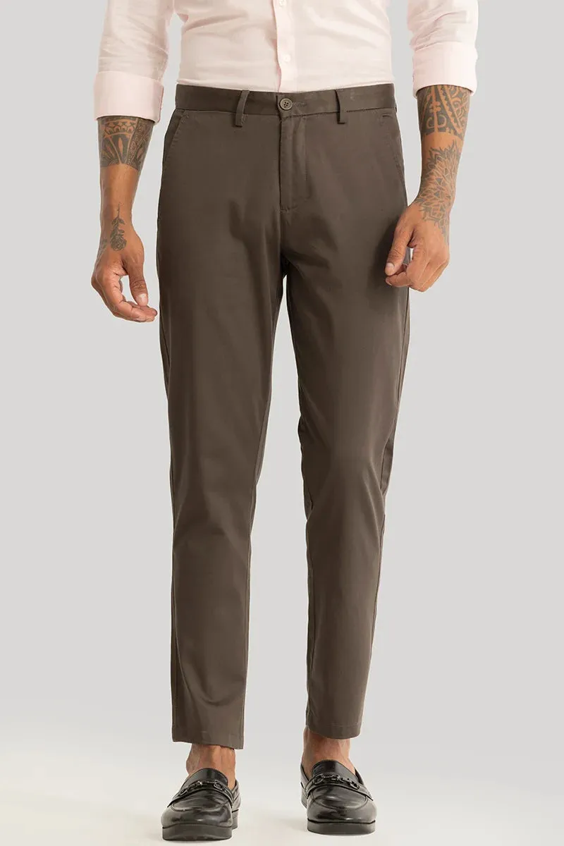 Urban Stride Brown Plain Slim Fit Chinos