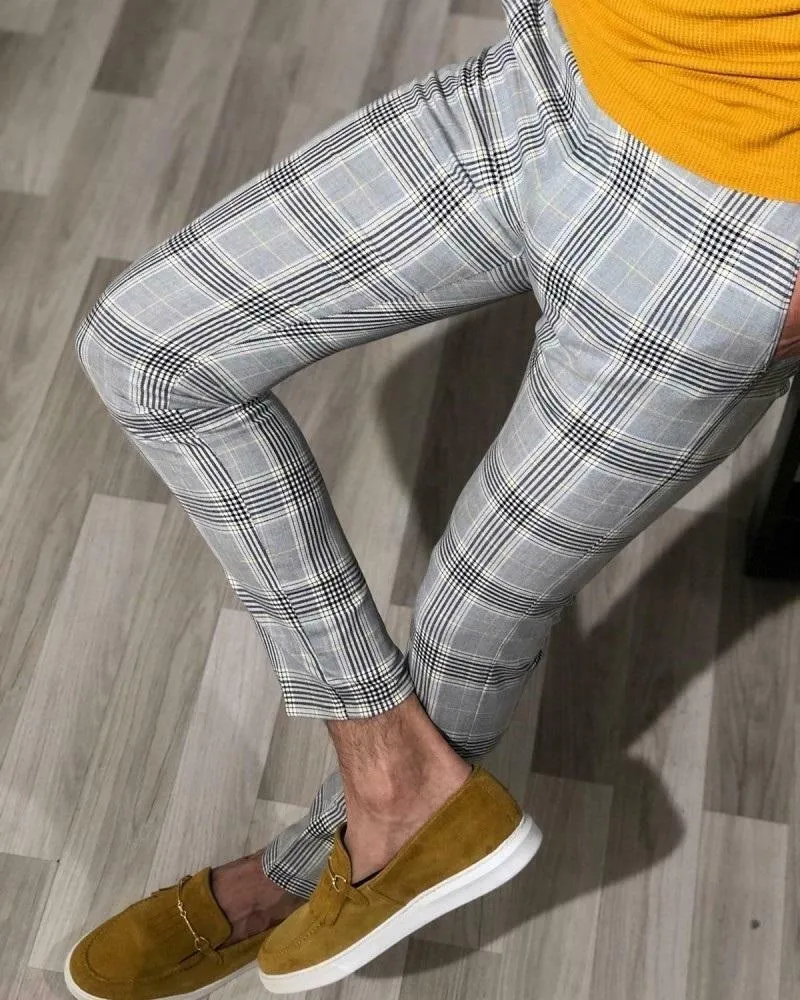 West Louis™ England Style Formal Plaid Pants