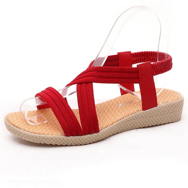 Women Flats Women Sandals Bohemian Casual Women Shoes Leisure Summer Beach Sandals Cross-tied Female Shoes