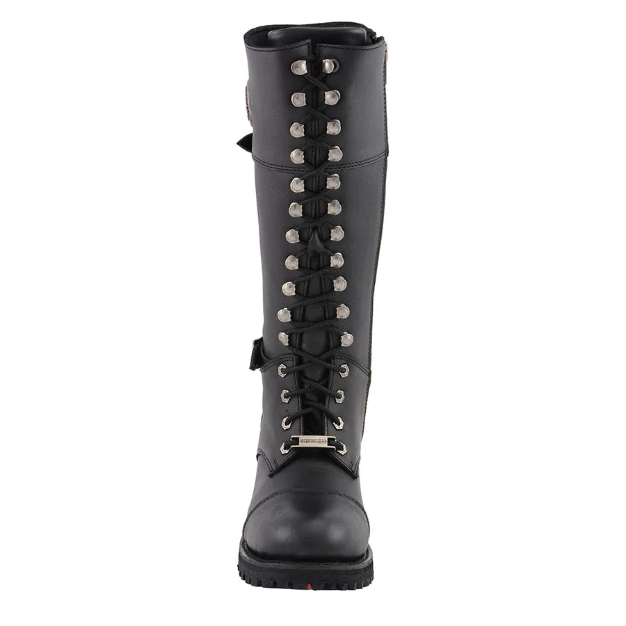 Women’s 16” Lace Front Cap Toe Riding Boot W/ Side Zipper Entry