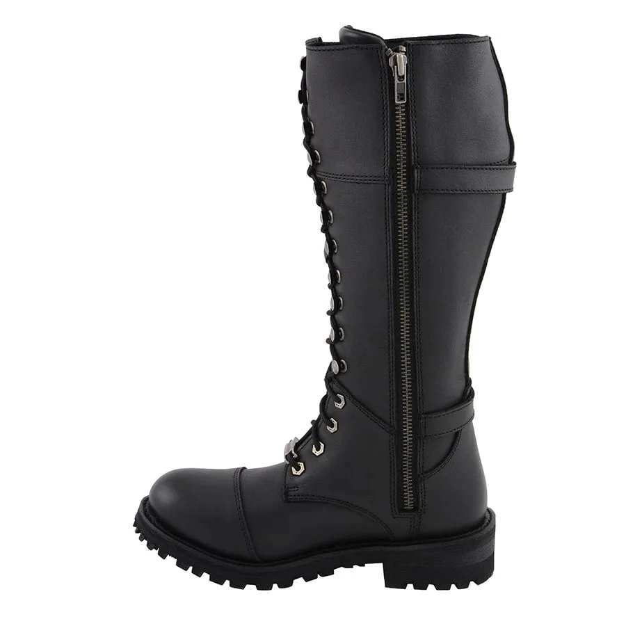 Women’s 16” Lace Front Cap Toe Riding Boot W/ Side Zipper Entry