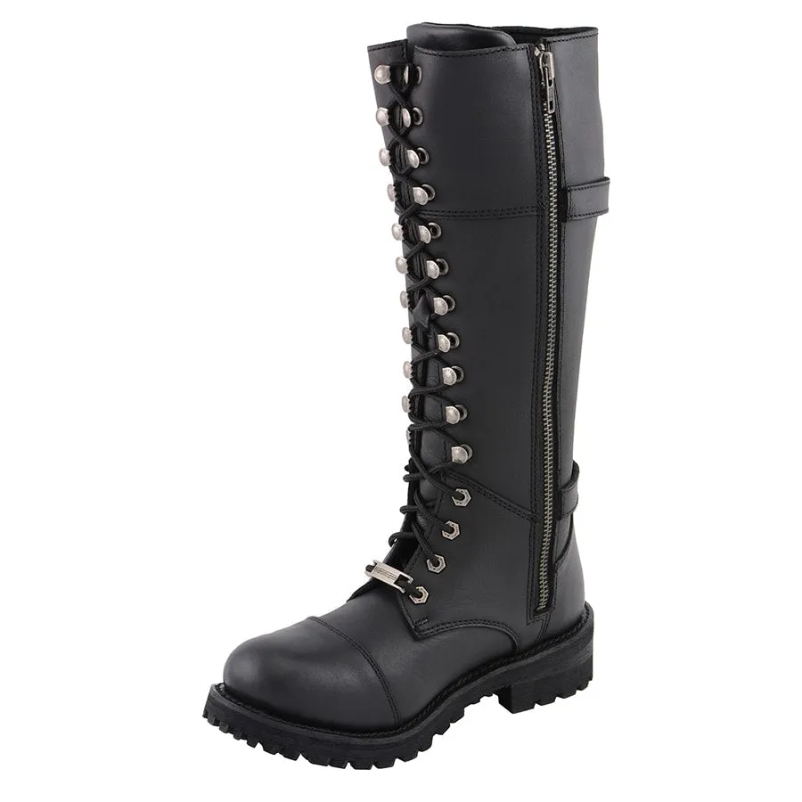 Women’s 16” Lace Front Cap Toe Riding Boot W/ Side Zipper Entry