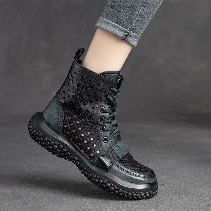 Women's Hollow Sandals Velcro Side Zipper Boots Autumn Platform Sandals