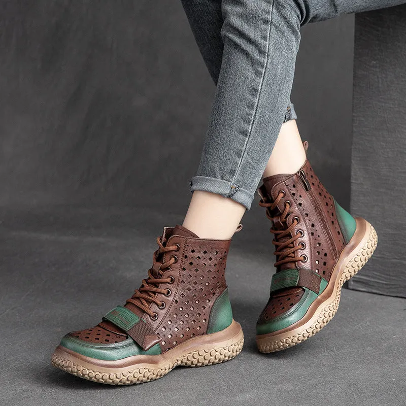 Women's Hollow Sandals Velcro Side Zipper Boots Autumn Platform Sandals