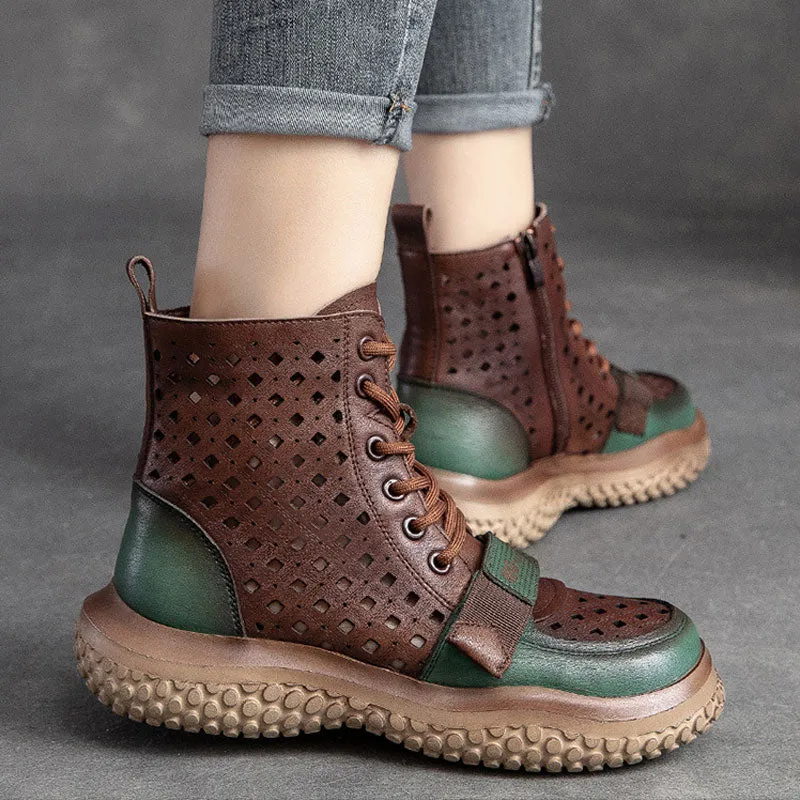 Women's Hollow Sandals Velcro Side Zipper Boots Autumn Platform Sandals