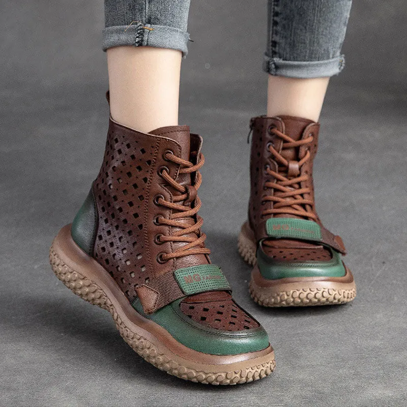 Women's Hollow Sandals Velcro Side Zipper Boots Autumn Platform Sandals