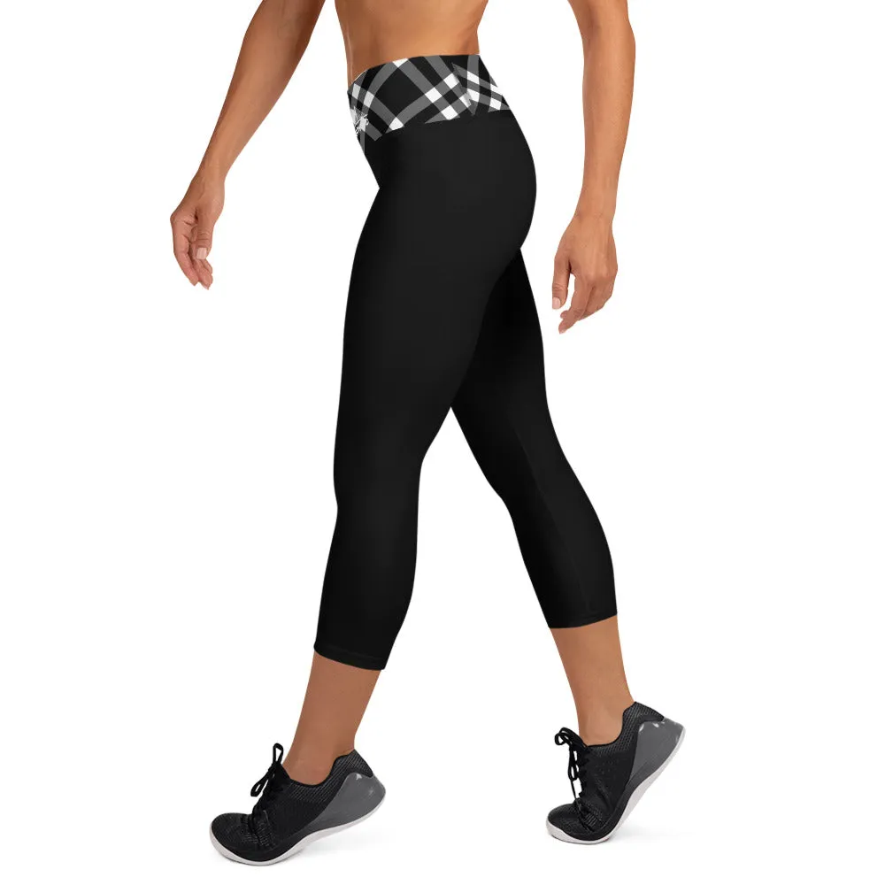 Yoga Capri Leggings Black and White Gingham