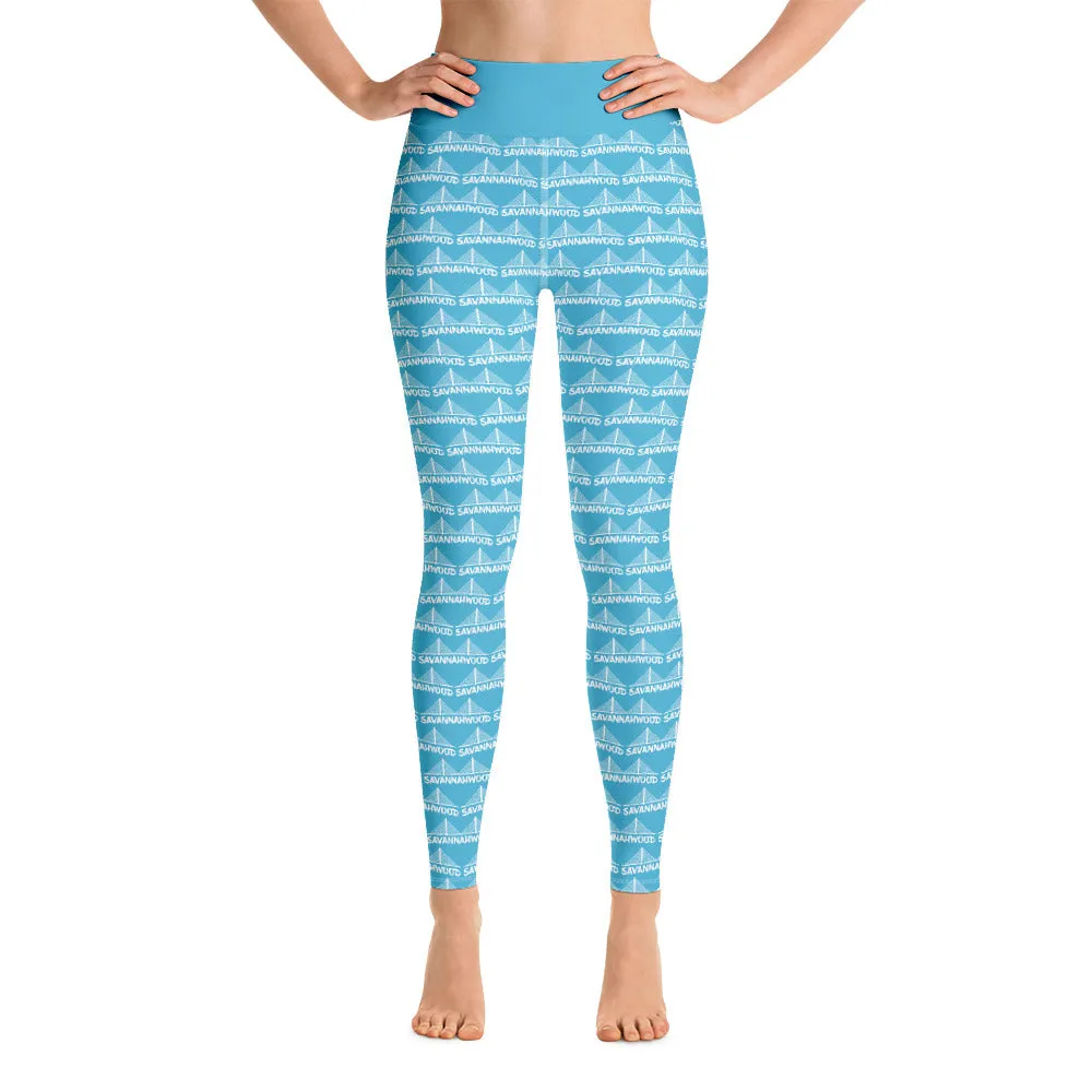 Yoga Leggings Blue And White