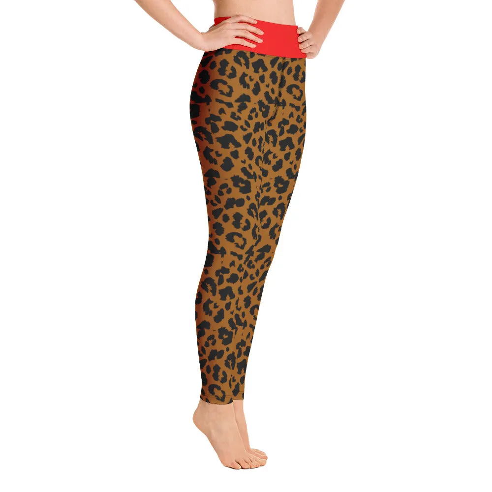 Yoga Leggings Leopard and Red