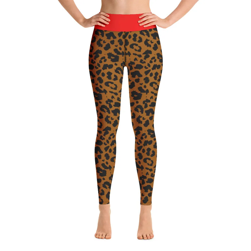 Yoga Leggings Leopard and Red